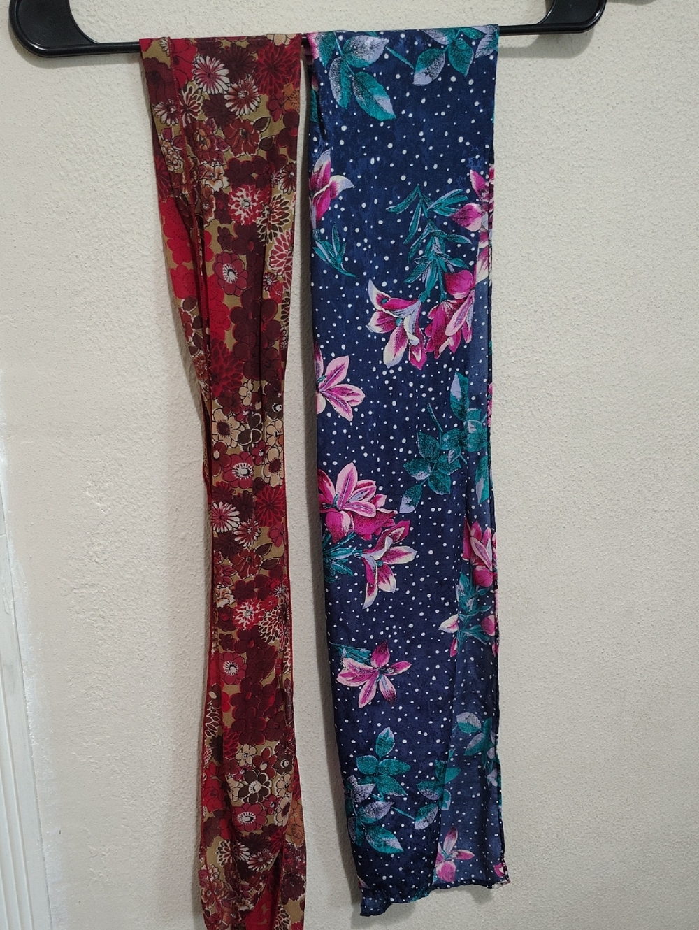 Floral Print Scarf Pair - Blue & Red